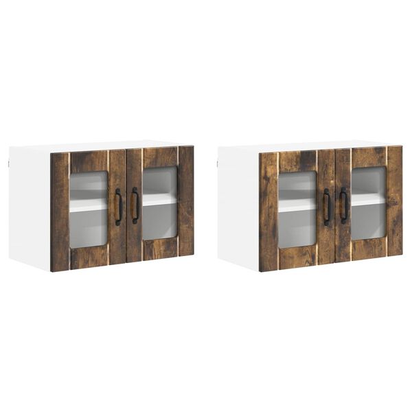 vidaXL Kitchen Cabinet 2 pcs Smoked Oak 60 x 31 x 40 cm