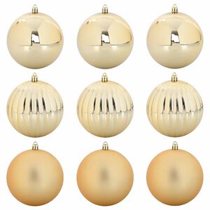 vidaXL Christmas Bauble Set XL 9 pcs LEDs Gold &Oslash; 15 cm Plastic