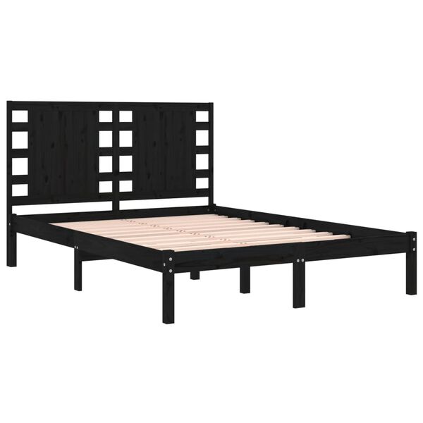 vidaXL Bed Frame without Mattress Black 140x190 cm Solid Wood Pine