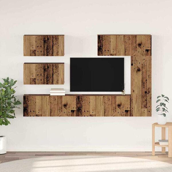 vidaXL TV Cabinet Set Wall-mounted 6 pcs Old Wood Engineered Wood