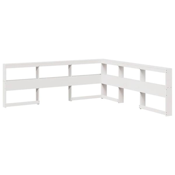 vidaXL Bookcase Headboard L-Shaped White 200 cm Solid Wood Pine