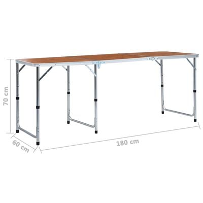 vidaXL Foldable Camping Table Aluminium 180x60 cm