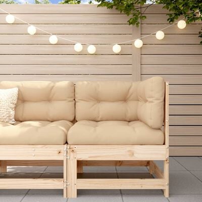 vidaXL Corner Sofa with Cushions Solid Wood Pine