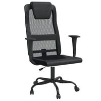vidaXL Office Chair Black Mesh Fabric and Faux Leather