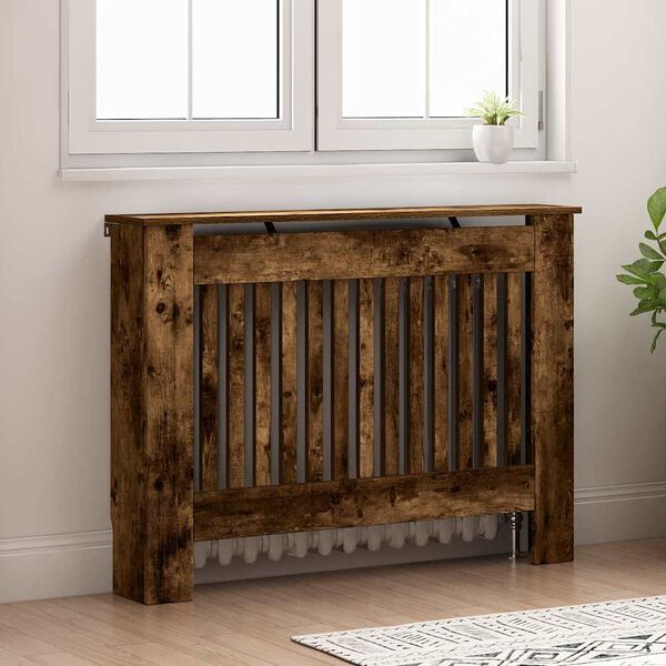 vidaXL Radiator Cover Smoked Oak 112 x 19 x 81.5 cm Engineered Wood