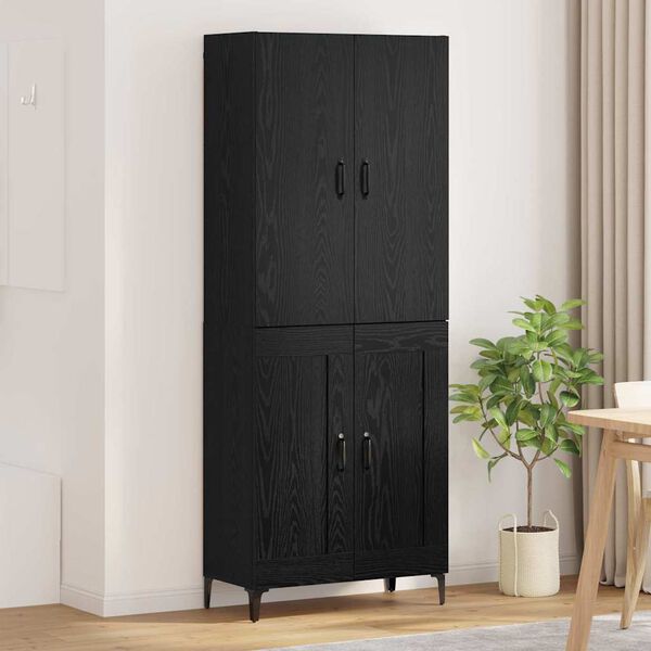vidaXL Highboard Black Oak 69.5 x 34 x 180 cm Engineered Wood