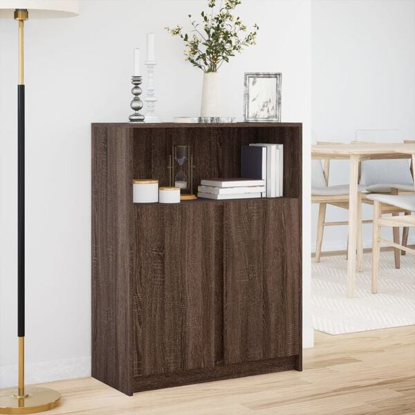 vidaXL Sideboard with LED Brown Oak 77x34x100 cm Engineered Wood