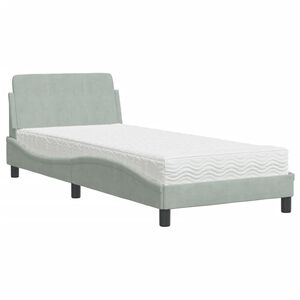 vidaXL Bed with Mattress "Dover" Light Grey Single Velvet