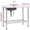 vidaXL Camping Sink Single Basin with Tap Stainless Steel