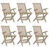 vidaXL Folding Garden Chairs 6 pcs Grey 56x61x89 cm Solid Wood Teak