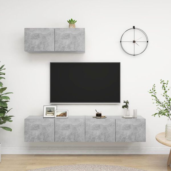 vidaXL TV Cabinets 3 pcs Concrete Grey Engineered Wood