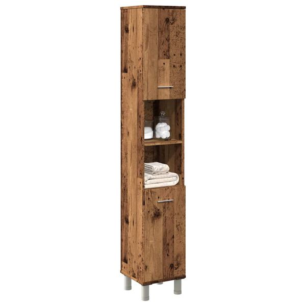 vidaXL Bathroom Cabinet Old Wood 30x30x179 cm Engineered Wood