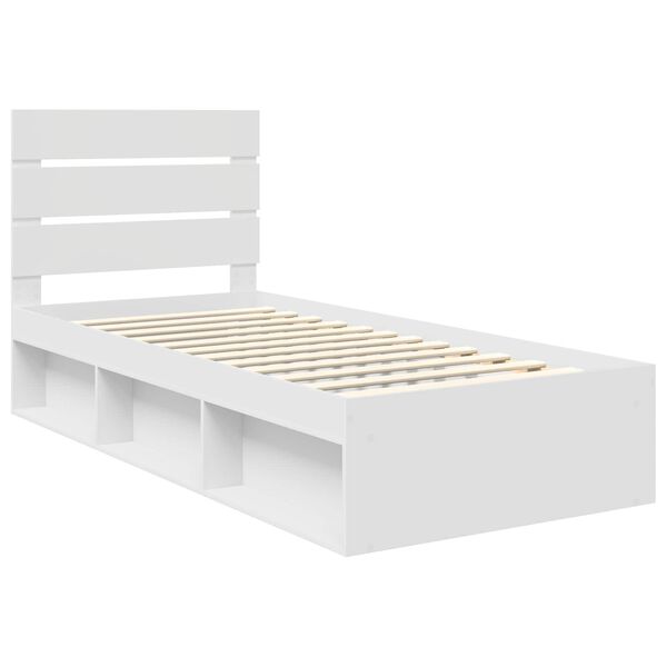 vidaXL Bed Frame with Headboard White 100 x 200 cm Solid Pine Wood