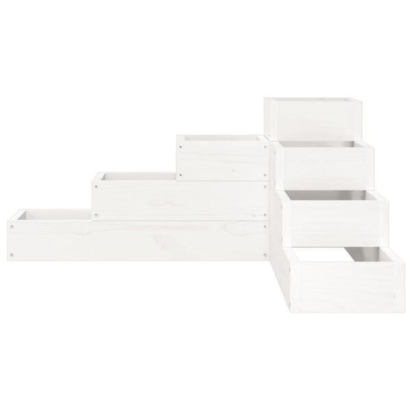 vidaXL Garden Planter 4-Tier 80.5x79x36 cm White Solid Wood Pine