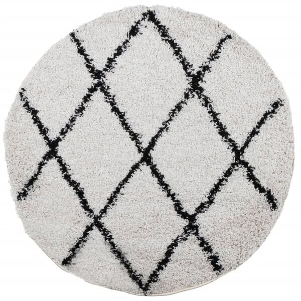 vidaXL Shaggy Rug PAMPLONA High Pile Modern Cream and Black &Oslash; 200 cm