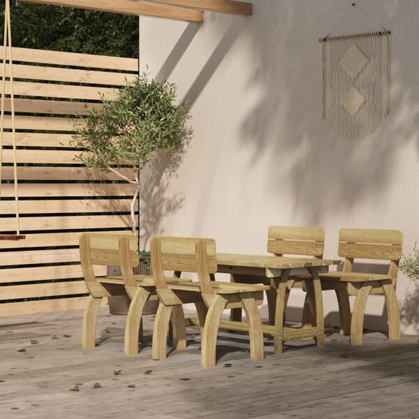 vidaXL 5 Piece Garden Dining Set Impregnated Pinewood