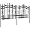 vidaXL Garden Fence with Spear Top Black 240x100 cm Powder-coated Steel
