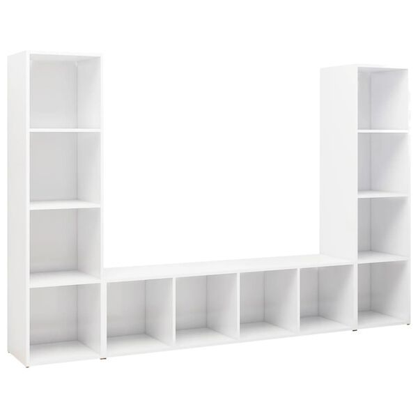 vidaXL TV Cabinets 3 pcs High Gloss White 142.5x35x36.5 cm Engineered Wood