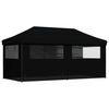 vidaXL Foldable Party Tent Pop-Up with 4 Sidewalls Black