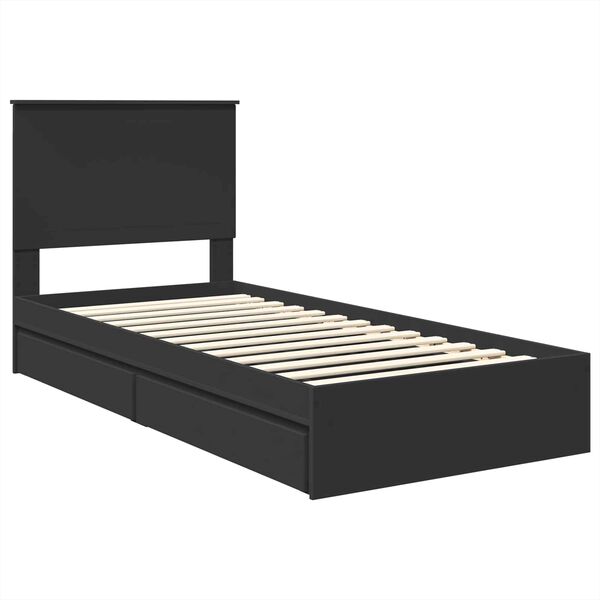 vidaXL Storage Bed with Headboard Black 90 x 190 cm Engineered Wood