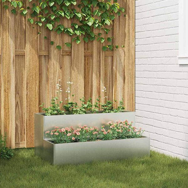 vidaXL Garden Planter Silver 100 x 60 x 45 cm Galvanised Steel