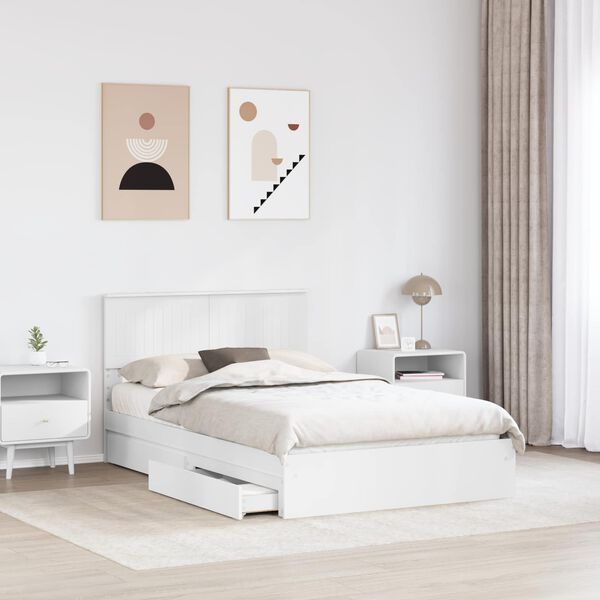 vidaXL Storage Bed with Headboard White 120 x 200 cm Engineered Wood