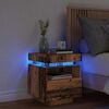 vidaXL Bedside Cabinet with LED Lights Old Wood 40x39x48.5 cm