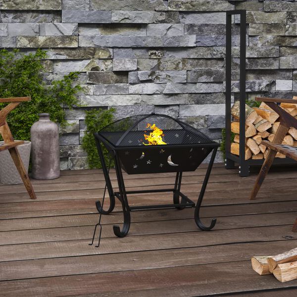 vidaXL Fire Pit with Poker 50 cm XXL Steel