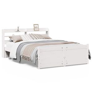 vidaXL Bed Frame with Headboard without Mattress White 140x190 cm