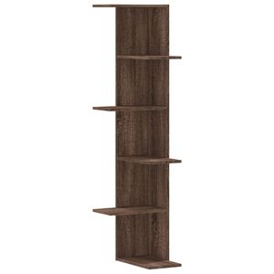 vidaXL Wall Corner Shelf Brown Oak 36.5x36.5x140 cm Engineered Wood