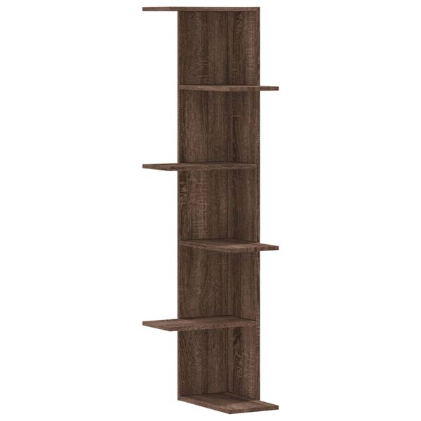vidaXL Wall Corner Shelf Brown Oak 36.5x36.5x140 cm Engineered Wood
