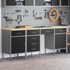 vidaXL Work Cabinet with Drawer with Lock 4 pcs Black 200 x 55 x 85 cm