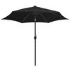 vidaXL Garden Parasol with LED Lights and Aluminium Pole 300 cm Black