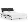 vidaXL Bed Frame without Mattress "Zadar" White and Black 140x190 cm Faux Leather