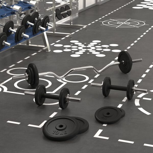 vidaXL Barbell and Dumbbell with Plates 60 kg Cast Iron