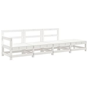 vidaXL 4 Piece Garden Lounge Set White Solid Wood Pine
