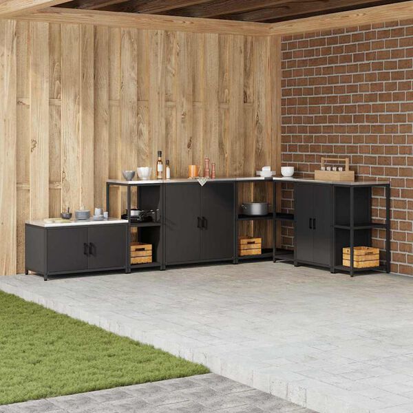 vidaXL Kitchen Storage with Shelf Black 40 x 50 x 92 cm Steel