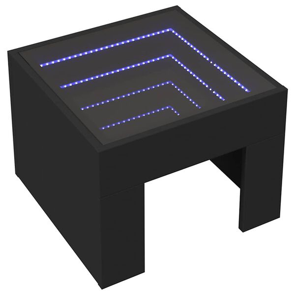 vidaXL Coffee Table with Infinity LED Black 40x40x30 cm
