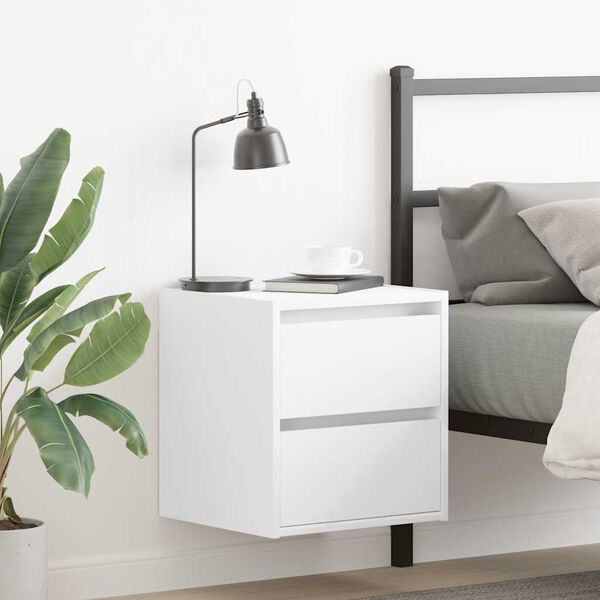vidaXL Wall-mounted Bedside Cabinet White 38x34x40 cm