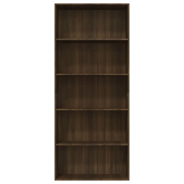 vidaXL 5-Tier Book Cabinet Brown Oak 80x30x189 cm Engineered Wood