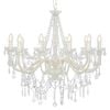 vidaXL Chandelier with Beads White 12 x E14 Bulbs