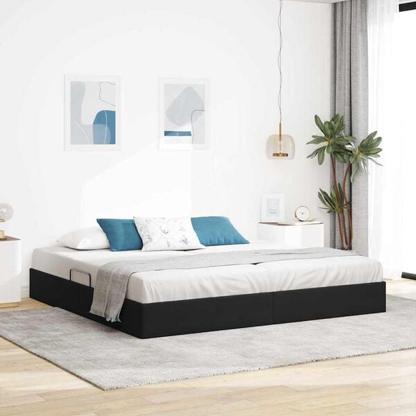 vidaXL Storage Bed with Mattress Black 200 x 200 cm Velvet