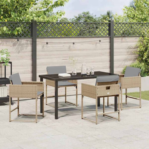 vidaXL Garden Dining Set 5 pcs Beige Poly Rattan
