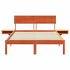 vidaXL Bed Frame with Headboard Wax Brown 135 x 190 cm Solid Pine Wood