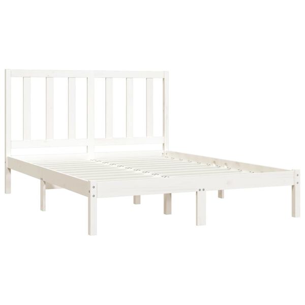 vidaXL Bed Frame without Mattress White Solid Wood Pine 140x200 cm