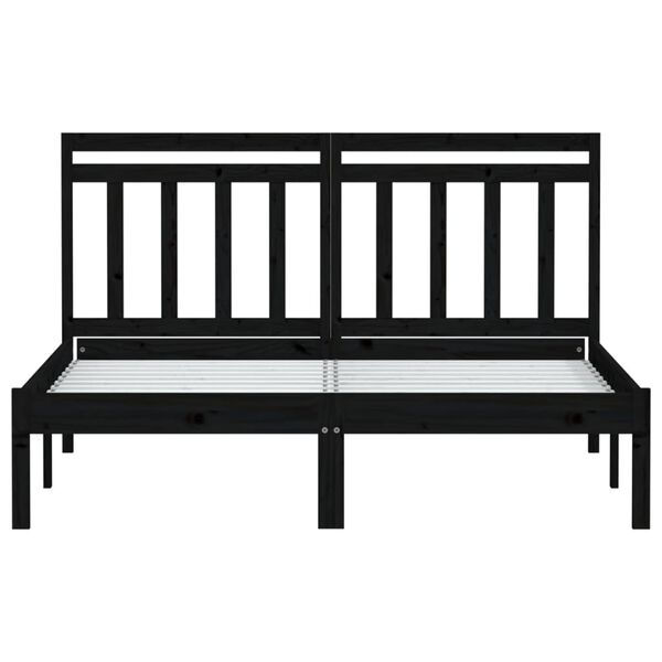 vidaXL Bed Frame without Mattress Black Solid Wood 140x190 cm (810001+814098)