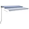 vidaXL Manual Retractable Awning with LED 3.5x2.5 m Blue and White