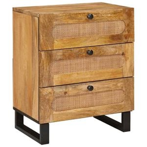 vidaXL Bedside Cabinet Natural 50 x 33 x 62 cm Solid Mango Wood