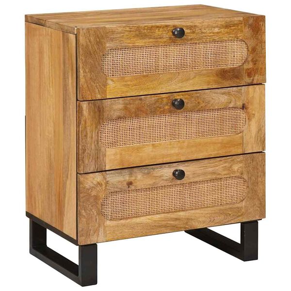 vidaXL Bedside Cabinet Natural 50 x 33 x 62 cm Solid Mango Wood