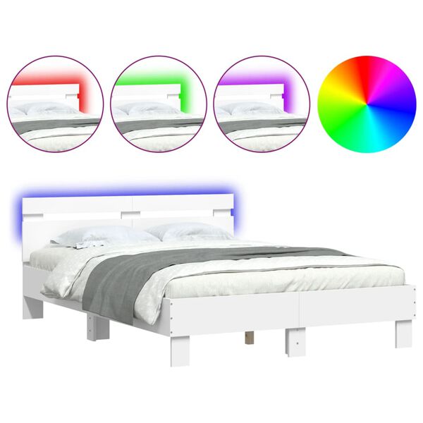 vidaXL Bed Frame with LED without Mattress White 120x200 cm